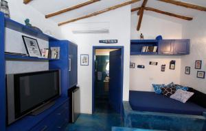 El YaqueStevieWonderLand Playa El Yaque的蓝色客房 - 带电视和沙发