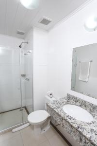 阿雷格里港Hotel Express Centro Histórico的浴室配有卫生间、盥洗盆和淋浴。