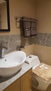 马尼拉马卡蒂吉瓦希酒店的一间带水槽和卫生间的浴室