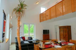 TrippstadtOtterhaus的带沙发和棕榈树的客厅