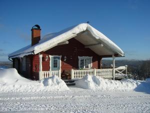 图什比Panoramaboende的雪覆盖的房屋,屋顶