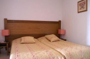 Trébas瓦肯斯夫人玛尔卡西耶公寓的一间卧室配有一张带两个枕头的床