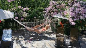 帕尔加费罗克桑尼亚海景酒店的躺在花园吊床上的女人