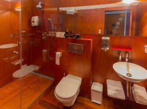 奥尼亚特博尔达阿佐兰公寓的浴室配有卫生间、盥洗盆和淋浴。