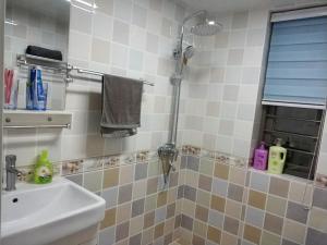 洛阳河南省洛阳市·王府井百货·路客精品公寓·00129770的一间带水槽和淋浴的浴室