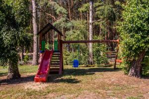 TrzcielDom przy Rezerwacie的公园内的一个游乐场,有滑梯