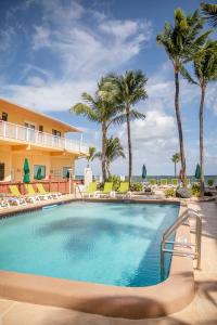劳德代尔堡温宅穆海滩俱乐部度假公寓的一个带椅子和棕榈树的大型游泳池
