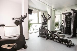 苏黎世苏黎世旗帜酒店的健身房设有两辆健身自行车和跑步机