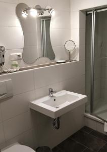 兰根布鲁克盖斯特豪弗弗尔池酒店的一间带水槽、镜子和卫生间的浴室