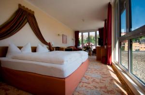 霍赫堡阿赫博格布里克酒店的酒店客房设有一张床和一个大窗户