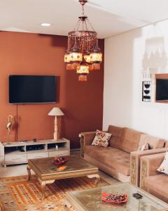 托泽尔Résidence Le Ruisseau的带沙发和电视的客厅