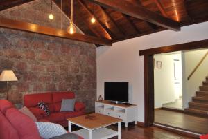 克鲁兹·德·特赫达Casa Guayarmina的客厅配有红色沙发和电视