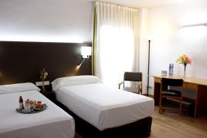 穆尔西亚帕克彻穆尔西亚酒店的酒店客房配有两张床和一张书桌