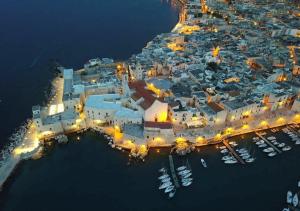 焦维纳佐Porto di mare luxury home的夜间海港的空中景观