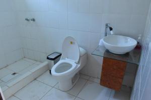 卡瓦纳科德Oasis Paraiso Ecolodge的一间带卫生间和水槽的浴室