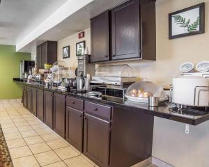 西瓦利城Sleep Inn West Valley City - Salt Lake City South的厨房配有棕色橱柜和台面