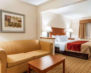 欧克莱尔套房品质酒店的酒店客房,配有床和沙发