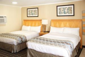 AdamsMount Royal Inn的一间酒店客房,房间内设有两张床