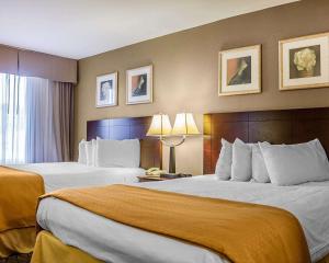 沃特伯里沃特伯里品质客栈的酒店客房设有两张床和两盏灯。