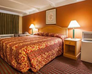 圣查尔斯Relax Inn Saint Charles的酒店客房设有一张大床和一台电视。