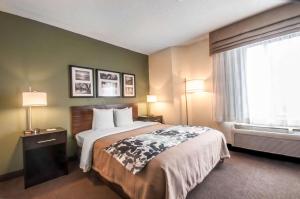 Cinnaminson费城东辛纳明森司丽普酒店的酒店客房设有床和窗户。