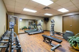 克利夫兰克利夫兰市中心舒适酒店 的健身房设有数台跑步机和有氧运动器材