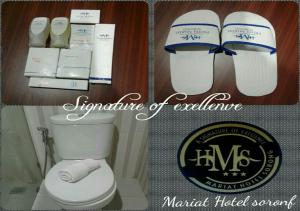 索龙索龙玛丽特酒店的一张带卫生间的浴室的三幅图片