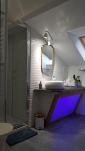 巴里吉斯Grand gîte - Stella Matutina的一间带水槽和镜子的浴室