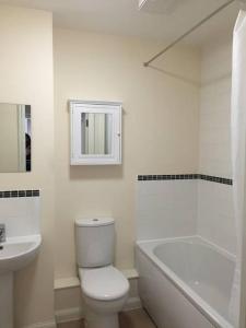 斯特利特Flat 2的白色的浴室设有卫生间和水槽。