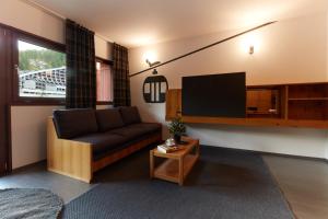 布勒伊-切尔维尼亚BASE CAMP alpine apartments的带沙发和平面电视的客厅