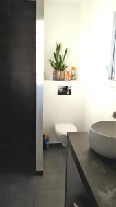 MornantL'Olivier的浴室配有白色水槽和卫生间。