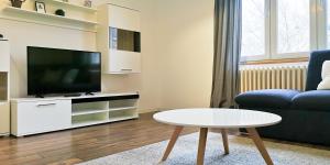 诺维萨德FilinHome Stefanovica Suite 2的客厅配有电视、沙发和桌子