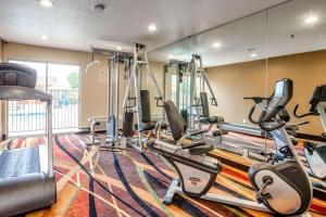 瓦列霍纳帕谷六旗探索王国品质酒店的健身房配有跑步机和镜子