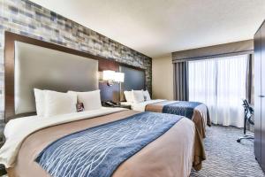 多伦多机场北舒适酒店的酒店客房设有两张床和窗户。