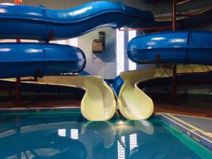 劳埃德明斯特劳埃德明斯特温德姆旅程住宿酒店的游泳池的水滑梯