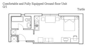 斯普利特方舟海滩公寓的一张小公寓平面图