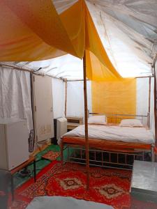 焦特布尔Nature Trail camps & Homestay的帐篷内一间卧室,配有一张床