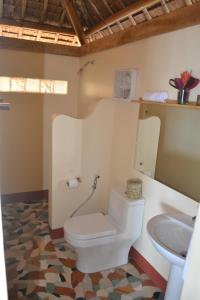 曼巴豪甘米银沙滩生态火山度假&潜水胜地的一间带卫生间和水槽的浴室