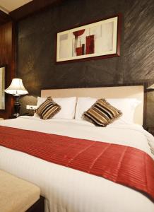 布巴内什瓦尔HOTEL EXCELLENCY的一张带两个枕头的大白色床
