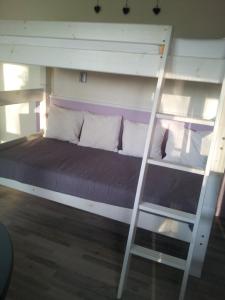 Onderdijk蒂洛萨住宿加早餐旅馆的一间卧室配有带梯子的双层床