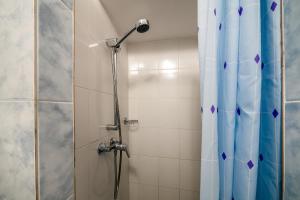 利沃夫科里瓦利帕酒店的带淋浴头和浴帘的淋浴