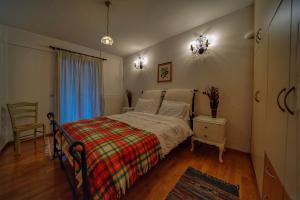 埃普塔罗弗斯Elatos Guest House的卧室配有床、椅子和窗户。