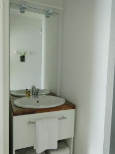 梅里尼亚克All Suites Appart Hôtel Bordeaux Mérignac - Aéroport的一间带水槽和镜子的浴室