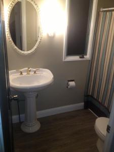 朱诺Glacier Guest Room - PRIVATE ROOM IN SHARED HOUSE REDUCED PRICE ON TOURS的一间带水槽和镜子的浴室