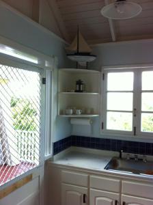 Five Islands VillageCalabash Cottage的厨房设有水槽和窗户。