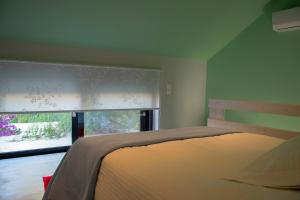 泽尔韦尼翁Alissachni Luxury Apartments的一间卧室设有一张床和一个窗口