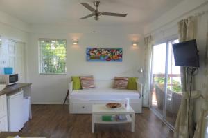 马里戈特湾马里戈棕榈加勒比海豪华公寓套房酒店的带沙发和电视的小客厅