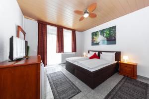兰施图尔阿瓦隆酒店的一间卧室配有一张床和一台平面电视