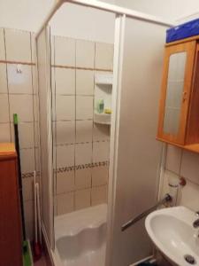 Ist马里约公寓的带淋浴和盥洗盆的小浴室