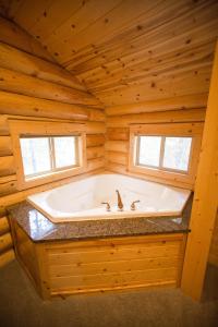 艾兰帕克松岛公园酒店的小木屋内的大型浴缸,设有窗户